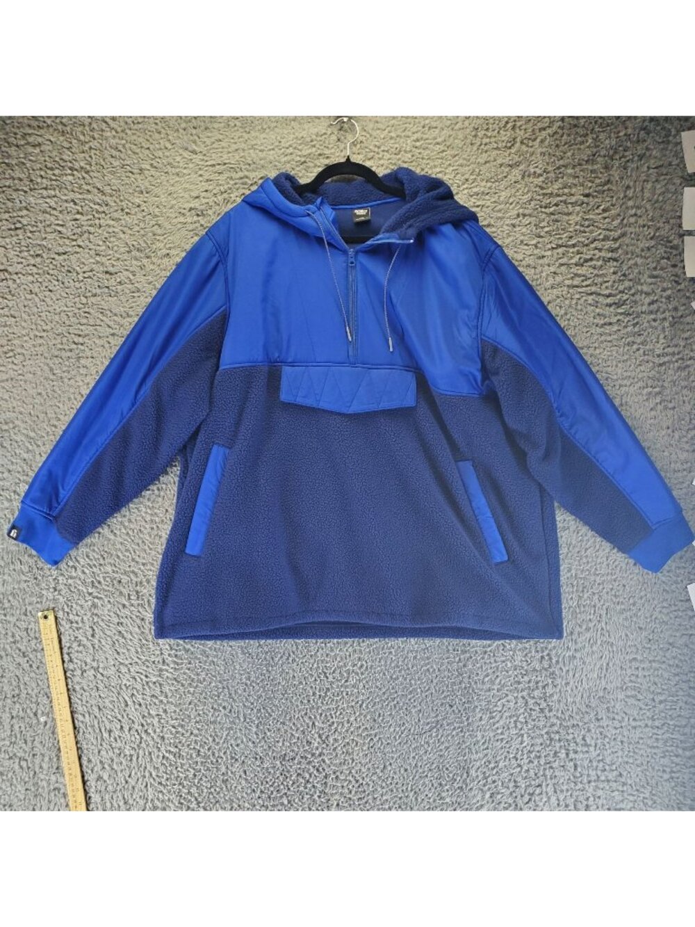Bonobos Jacket Mens 3XL Blue Fielder Hooded Fleece Quarter-Zip Pullover